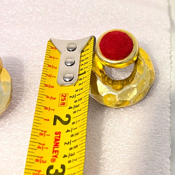 Vintage Matte gold with red velvet earrings - Picture 6 of 6